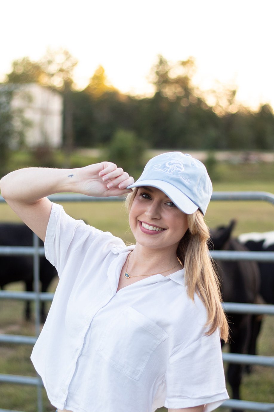 Light Blue South Coast Low Profile Cotton Knitted Adjustable Hat