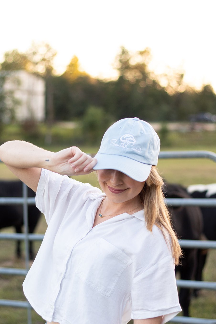 Light Blue South Coast Low Profile Cotton Knitted Adjustable Hat